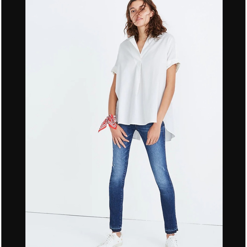 Madewell NEW NWT Womens XXS White Courier Button Back Shirt